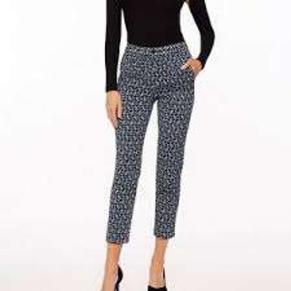 Banana Republic Avery Pants Womens 8 Navy White Geo‎ Print Cropped Trouser
